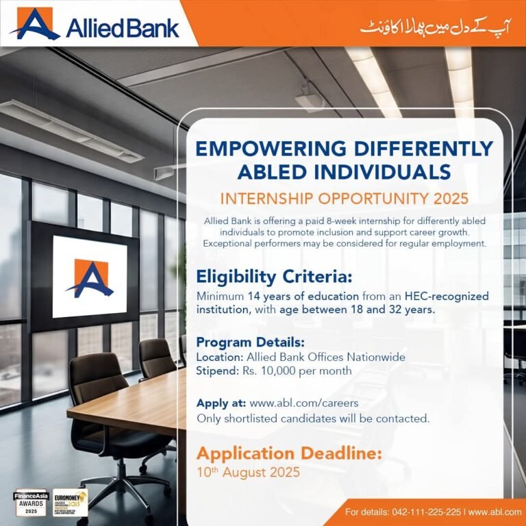 Allied Bank Internship Program Jobs Advertisement 2025